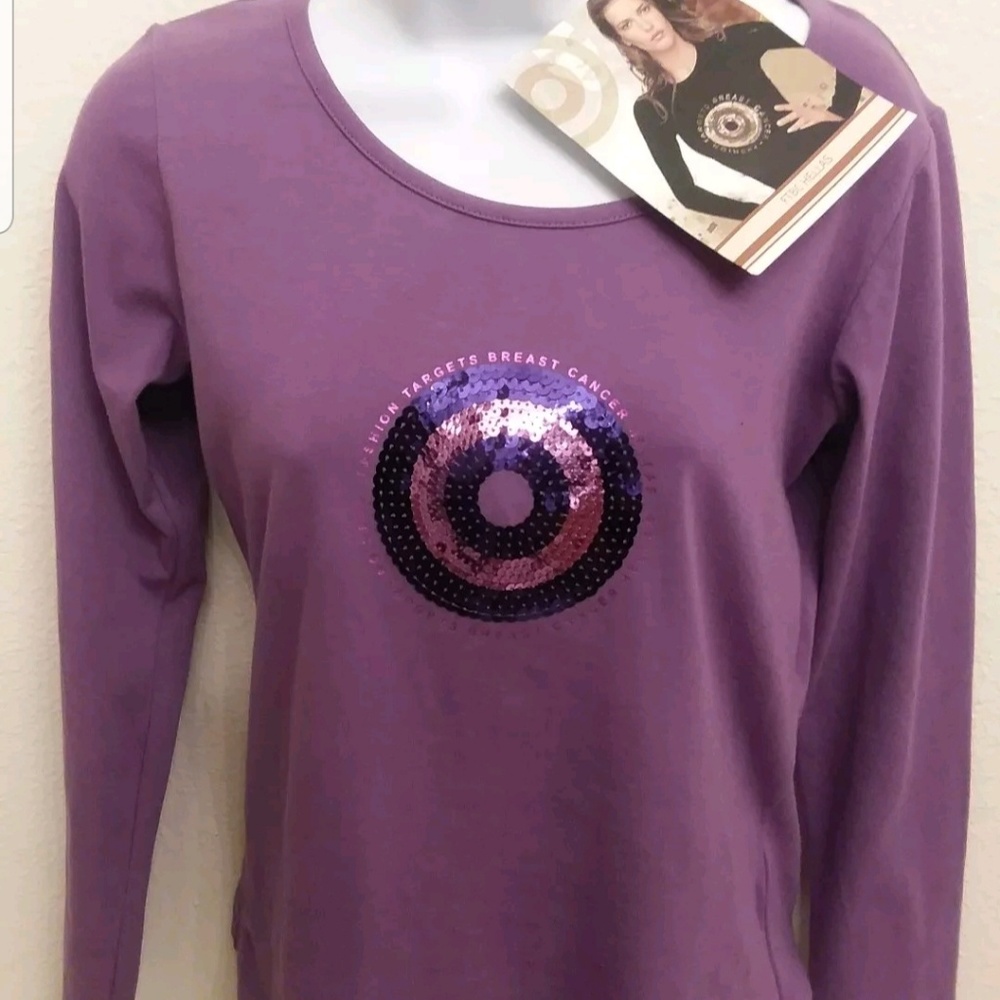 Greek sequined purple breast cancer Nwt tee